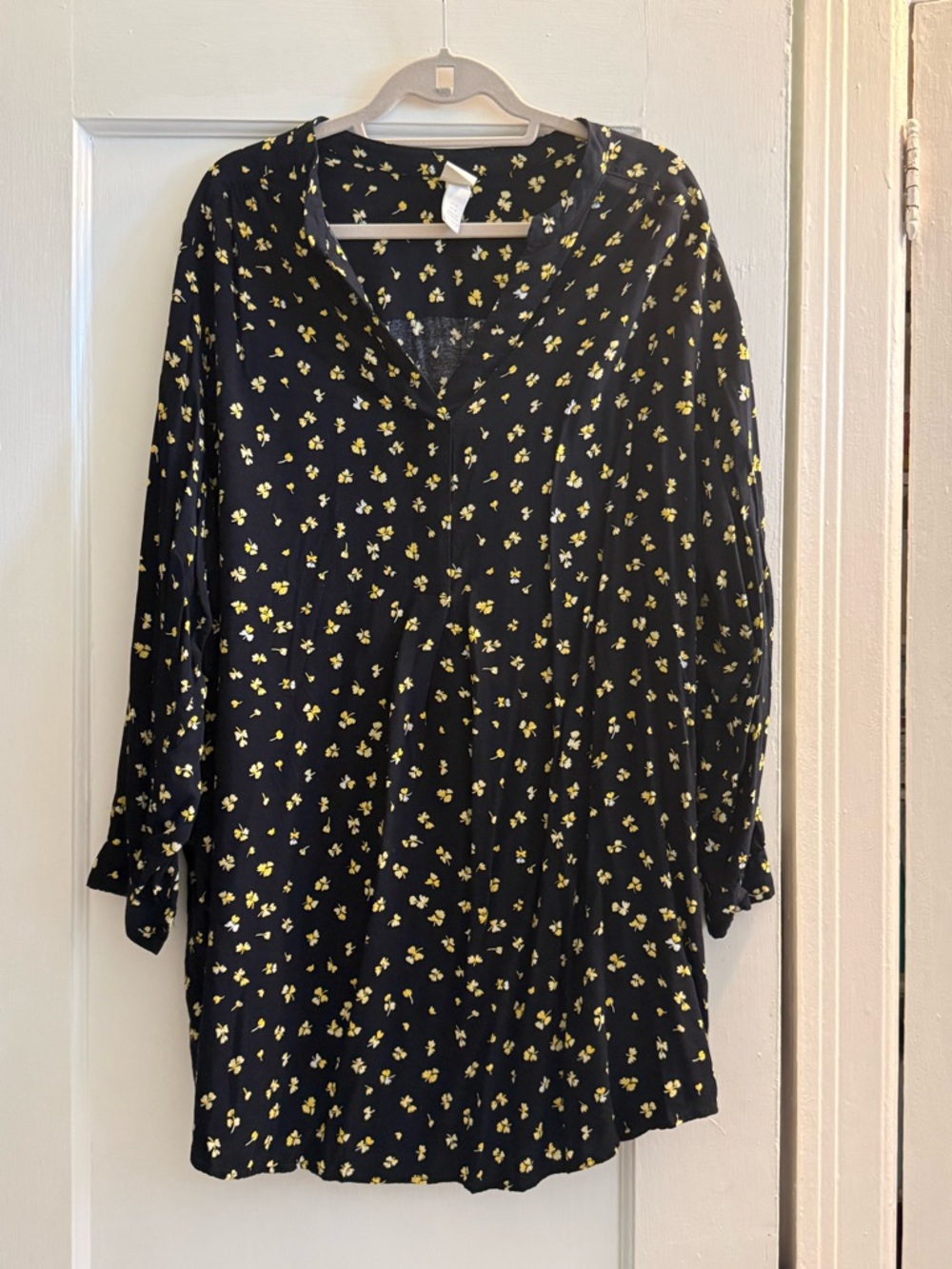 H&M Black Tunic Dress with Yellow Floral Print